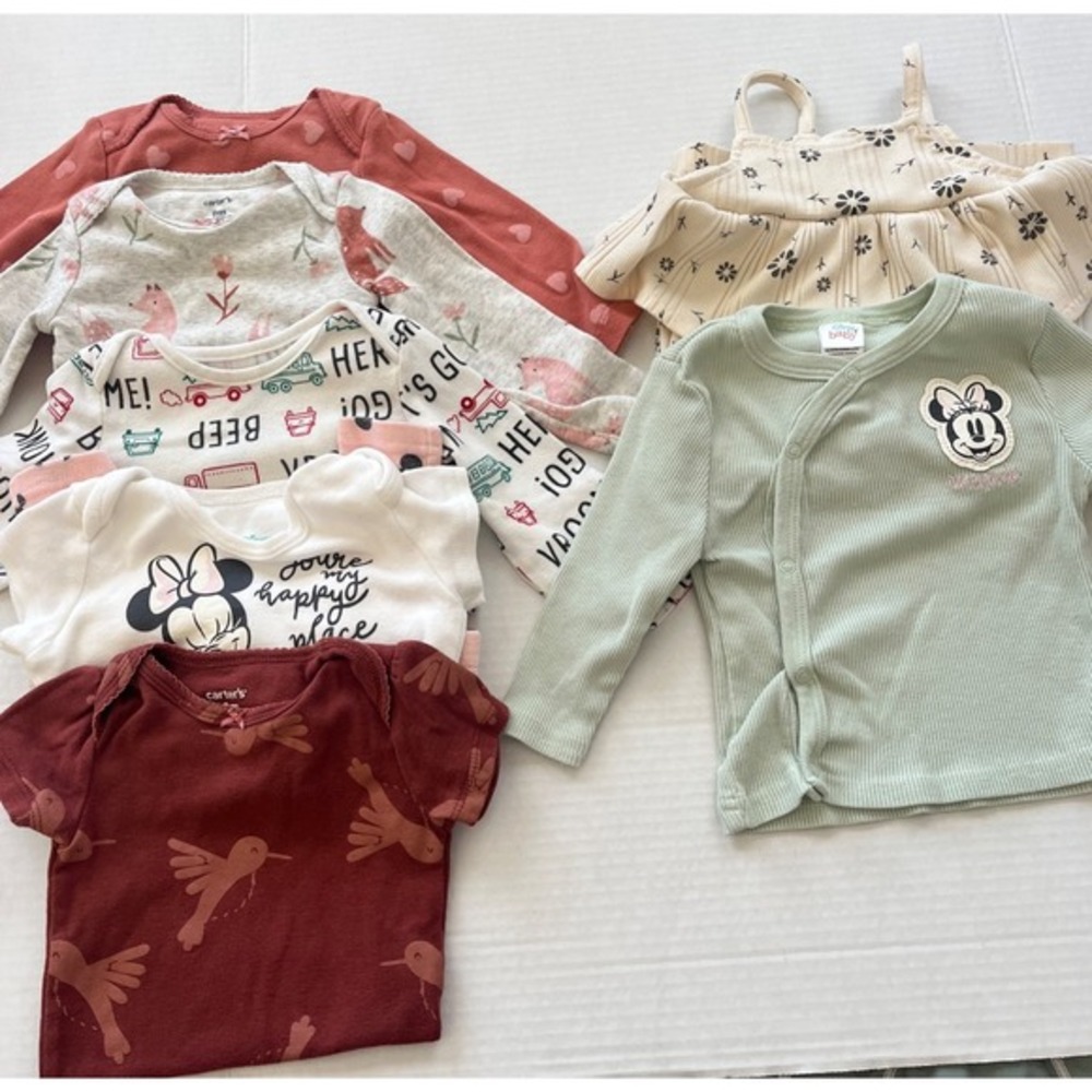 Baby Girl Mix Lot 7 Piece Outfits 6-9M Bundle Kidcore Flower Hearts Minnie Mouse